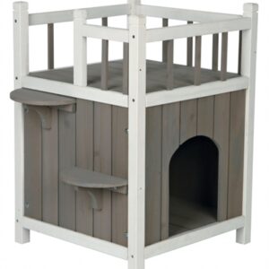 TRIXIE KATTENHUIS CAT'S HOME MET BALKON GRIJS / WIT