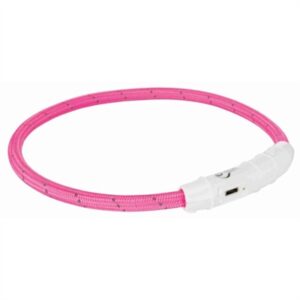 TRIXIE LICHTGEVENDE HALSBAND HOND FLASH USB TPU / NYLON ROZE