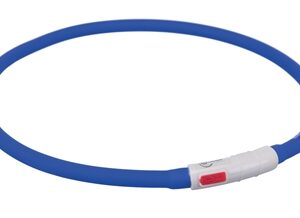 TRIXIE LICHTGEVENDE HALSBAND HOND USB SILICONEN OPLAADBAAR ROYAL BLAUW