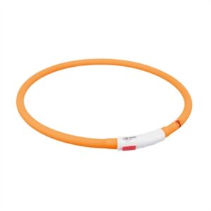 TRIXIE LICHTGEVENDE HALSBAND HOND USB SILICONEN OPLAADBAAR ORANJE