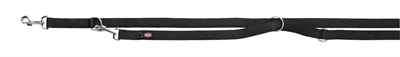 TRIXIE HONDENRIEM PREMIUM DUBBELGESTIKT VERSTELBAAR ZWART