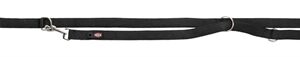 TRIXIE HONDENRIEM PREMIUM DUBBELGESTIKT VERSTELBAAR ZWART