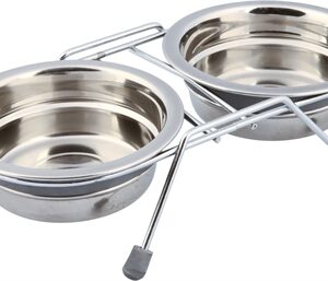 TRIXIE VOERBAK / DRINKBAK DUBBEL RVS GRIJS