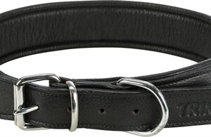 TRIXIE HALSBAND HOND ACTIVE COMFORT MET STRASS STEENTJES LEER ZWART