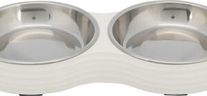TRIXIE VOERBAK KAT DUBBEL MELAMINE / RVS WIT