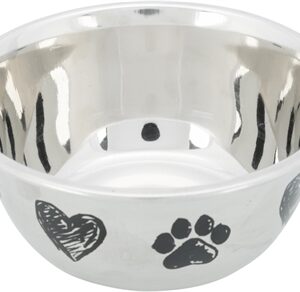 TRIXIE VOERBAK HOND PRINT SCHETS HART POOTJE GEPOEDERCOAT