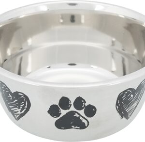 TRIXIE VOERBAK HOND PRINT SCHETS HART POOTJE GEPOEDERCOAT