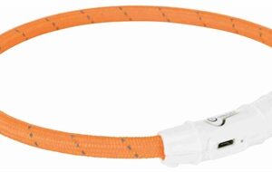 TRIXIE LICHTGEVENDE HALSBAND HOND FLASH USB TPU / NYLON ORANJE