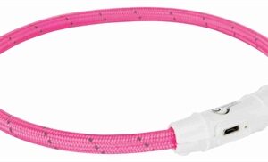 TRIXIE LICHTGEVENDE HALSBAND HOND FLASH USB TPU / NYLON ROZE