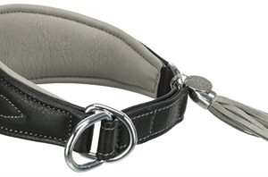 TRIXIE HALSBAND HOND ACTIVE COMFORT VOOR WINDHONDEN LEER ZWART / GRIJS