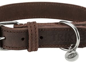 TRIXIE HALSBAND HOND RUSTIC VETLEER DONKERBRUIN