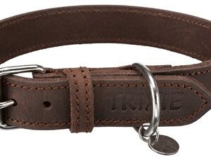 TRIXIE HALSBAND HOND RUSTIC VETLEER DONKERBRUIN