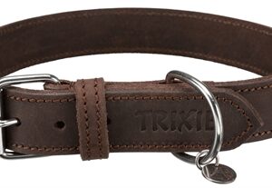 TRIXIE HALSBAND HOND RUSTIC VETLEER DONKERBRUIN