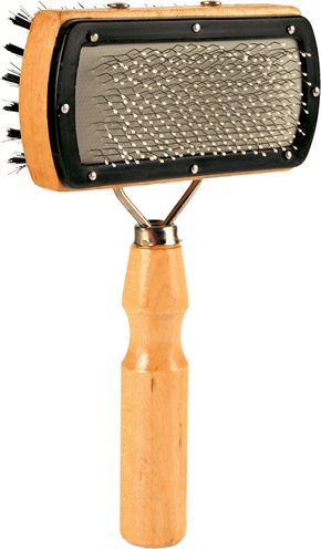 TRIXIE SLICKERBORSTEL DUBBELZIJDIG NYLON HAREN / METALEN PINNEN