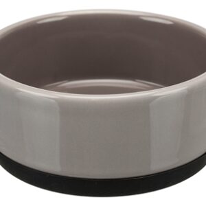 TRIXIE VOERBAK KERAMIEK / RUBBERRAND GRIJS