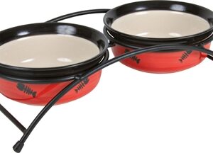 TRIXIE VOERBAK / WATERBAK KERAMIEK / METAAL ROOD / ZWART / CRÈME