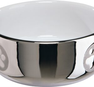 TRIXIE VOERBAK / WATERBAK KERAMIEK ZILVER / WIT