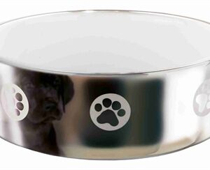 TRIXIE VOERBAK POOT KERAMIEK ZILVER / WIT