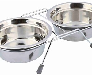 TRIXIE VOER / WATERBAK-SET KLAPPERBESCHERMING RVS / METAAL GRIJS