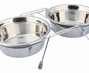 TRIXIE VOER / WATERBAK-SET KLAPPERBESCHERMING RVS / METAAL GRIJS