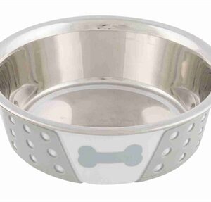 TRIXIE VOERBAK RVS / SILICONE WIT / GRIJS