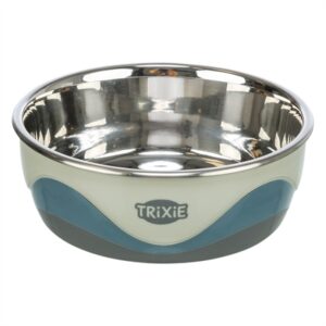 TRIXIE VOERBAK RVS / SILICONE WIT / GRIJS
