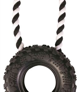 TRIXIE NATUURRUBBER WIEL AAN KOORD ZWART