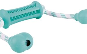 TRIXIE DENTA FUN NATUURRUBBER STICK MET MUNTSMAAK AAN KOORD