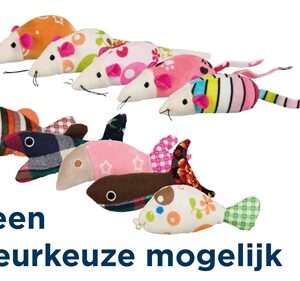TRIXIE MUIS / VIS, PLUCHE / STOF MET KATTENMUNT ASSORTI