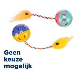 TRIXIE SET RATELBALLEN MET STAART KUNSTSTOF ASSORTI