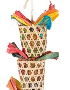 TRIXIE VOGEL NATUURSPEELGOED AAN SISALKOORD PALMBLAD / MAÏSLIES