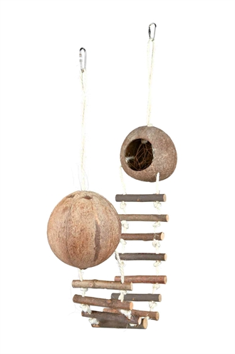 TRIXIE 2 KOKOSNOOTHUIZEN MET HANGBRUG MUIS