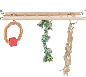 TRIXIE HANGBRUG MET TOUWLADDER & SPEELGOED HAMSTER HOUT