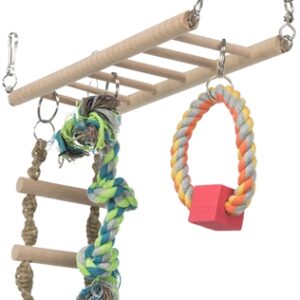 TRIXIE HANGBRUG MET TOUWLADDER / TOUW FRET HOUT / TOUW