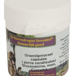 DIERENDROGIST GROENLIPMOSSEL MET GLUCOSAMINE / MSM / CURCUMA