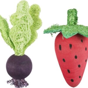 TRIXIE SPEELBAL SET BIET / AARDBEI HOUT / LOOFAH