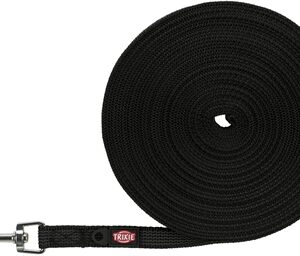 TRIXIE HONDENRIEM SLEEPLIJN MET RUBBER BEKLEED ZWART