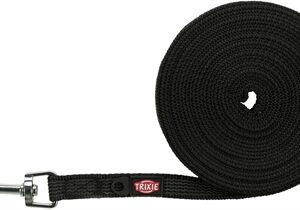 TRIXIE HONDENRIEM SLEEPLIJN MET RUBBER BEKLEED ZWART