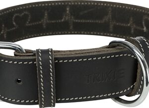 TRIXIE HALSBAND HOND RUSTIC VETLEER HEARTBEAT ZWART