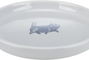 TRIXIE VOERBAK / WATERBAK PLAT EN BREED KATTENPRINT GRIJS