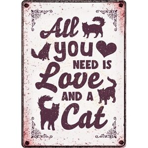 PLENTY GIFTS WAAKBORD BLIK ALL YOU NEED IS LOVE AND A CAT