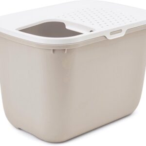 SAVIC KATTENBAK HOP IN WIT / MOKKA