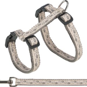 TRIXIE KATTENTUIG MET RIEM GRIJS / BEIGE