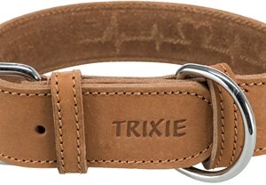 TRIXIE RUSTIC VETLEER HALSBAND HOND HEARTBEAT BRUIN