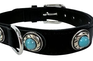 SAZZZ HALSBAND HOND ADVENTURE STONE CLASSIC LEER ZWART