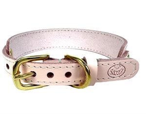SAZZZ HALSBAND HOND SWEETIE CLASSIC LEER ROZE