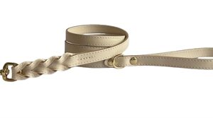 SAZZZ HONDENRIEM PASSION BRAIDED CLASSIC LEER CREME