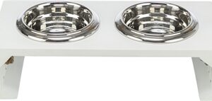 TRIXIE BE NORDIC SET VOERBAK / WATERBAK HOUT / RVS WIT