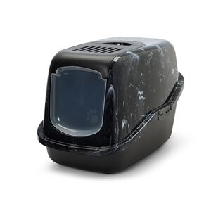 SAVIC KATTENBAK NESTOR MARBLE ZWART / WIT