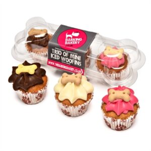 THE BARKING BAKERY MINI ICED WOOFINS VANILLA EN CAROB TRIO ASSORTI